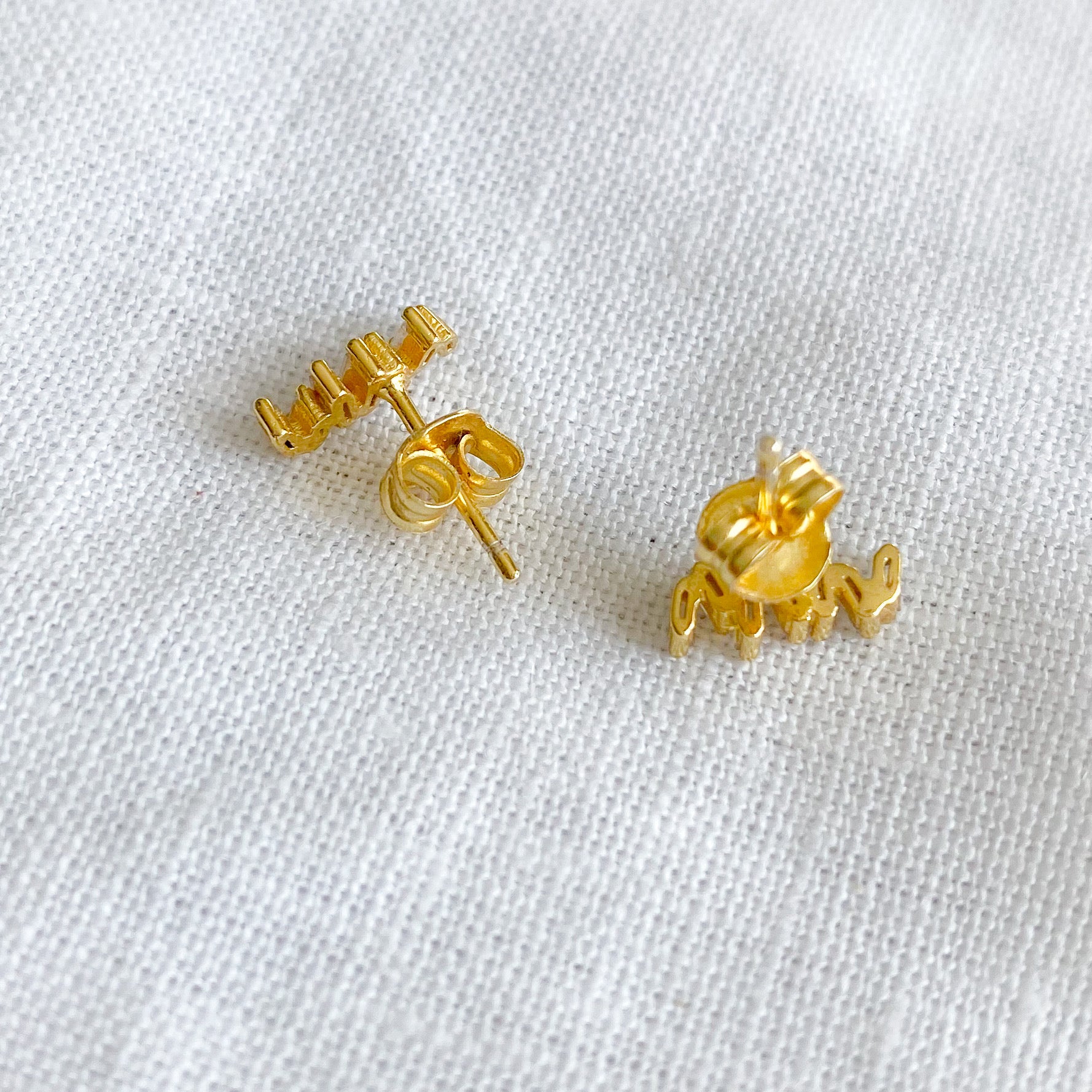 Marmont Earrings BelleStyle - sterling silver gold plate stud post everyday baguette crystals