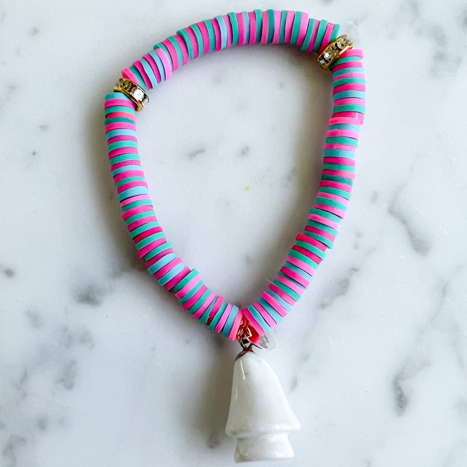 Turquoise Stripe Vintage Shroom Bracelet - BelleStyle