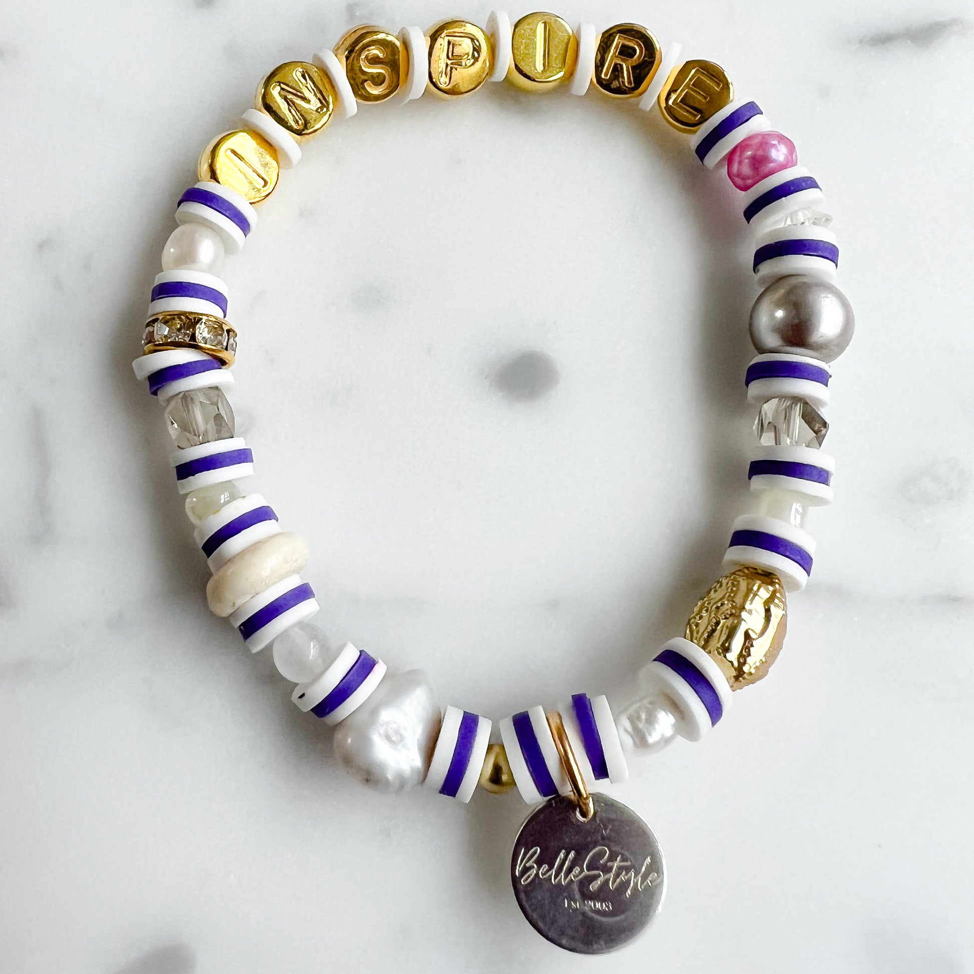 FOCUS Gold Friendship Bracelet Purple - BelleStyle