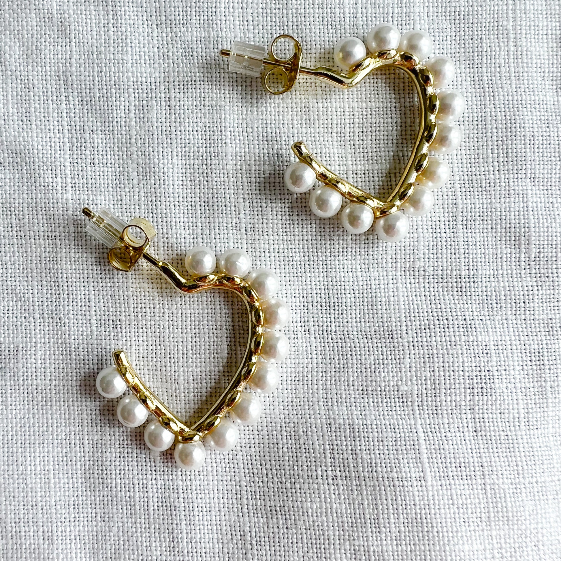Pearl Heart Earrings - BelleStyle