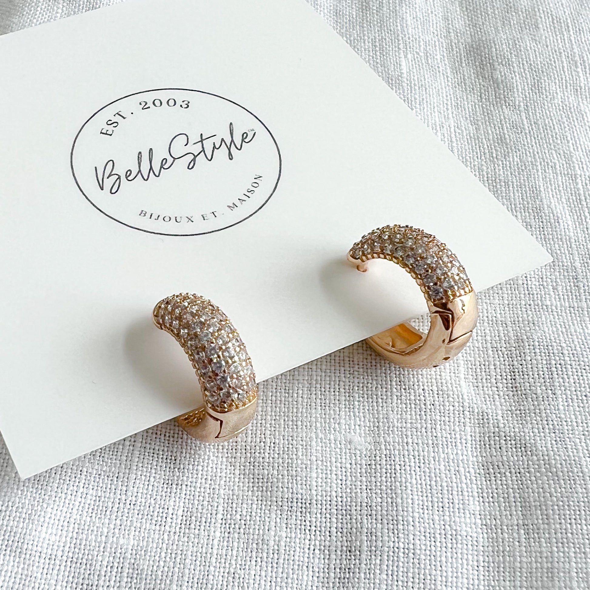 Small Pave Crystal Hoops - BelleStyle