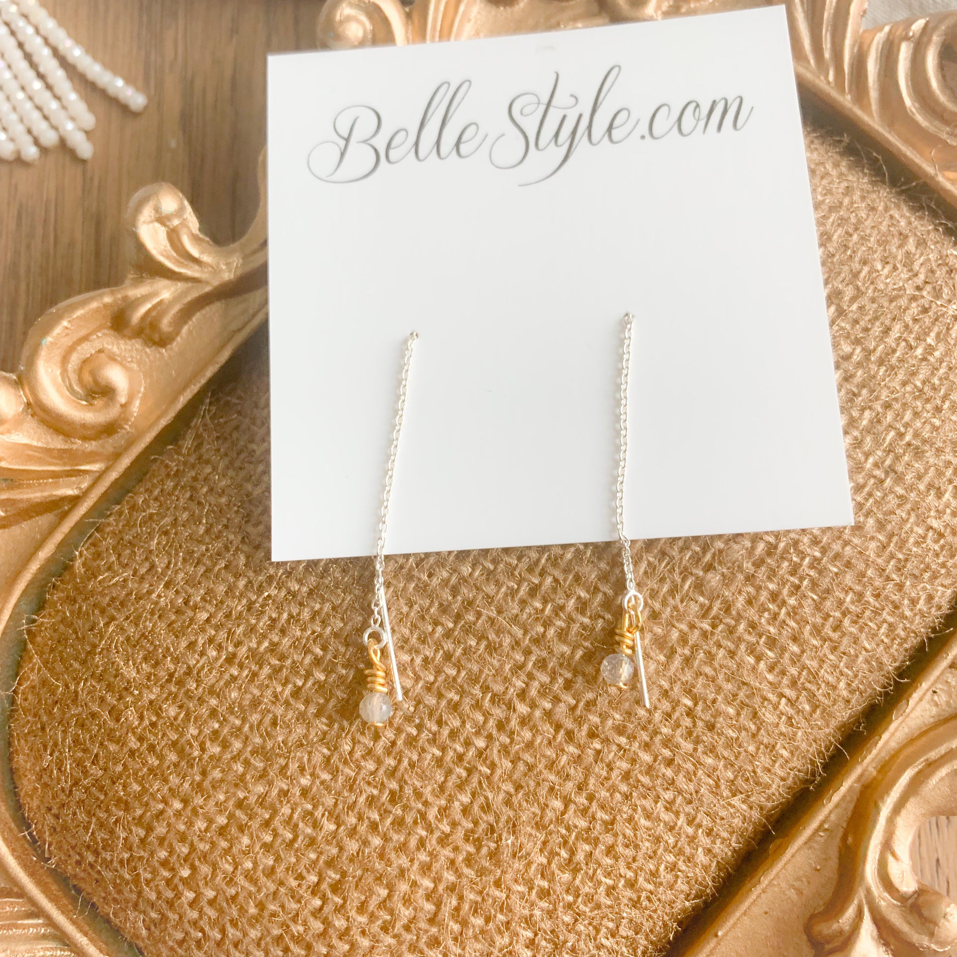 Labradorite Threader Earrings - BelleStyle