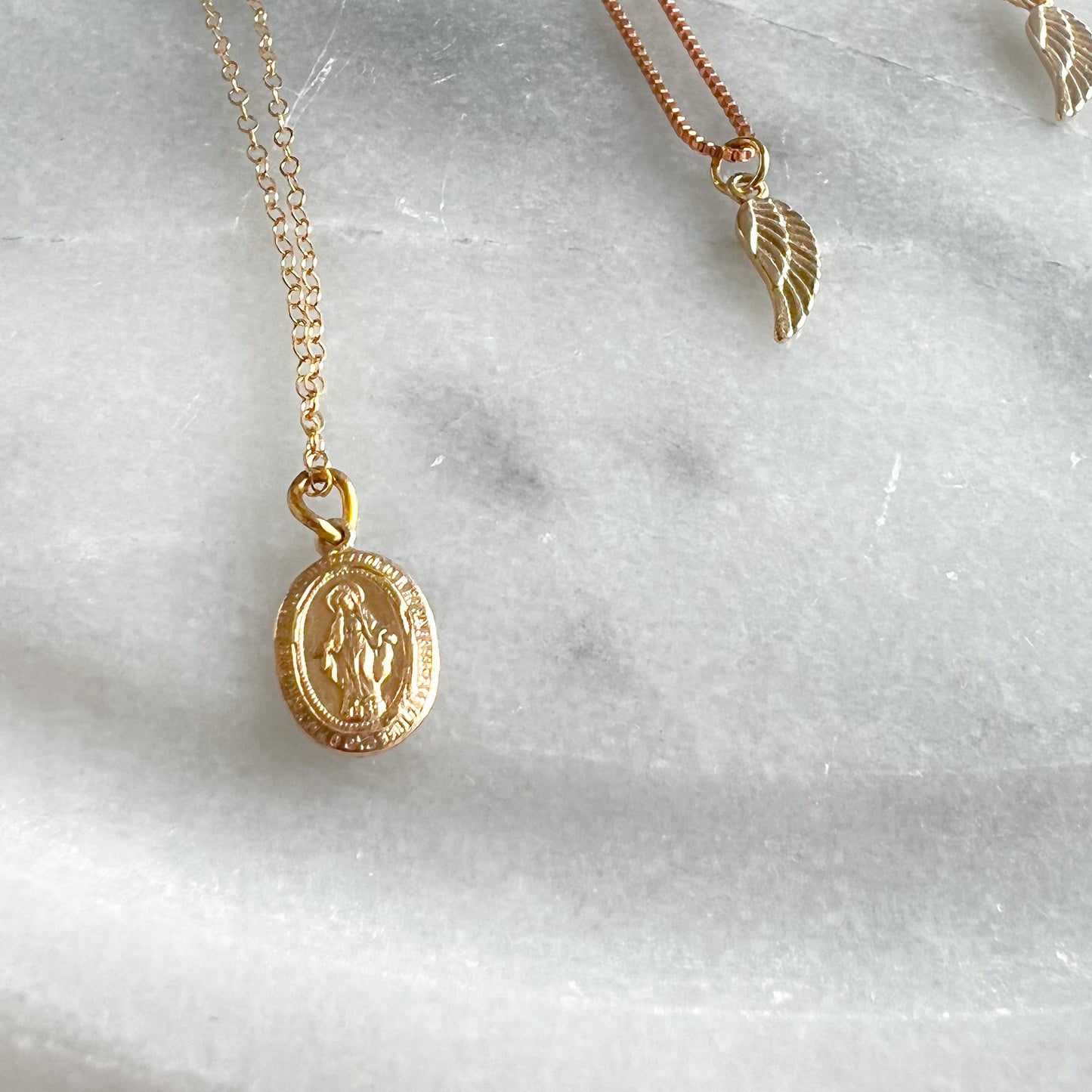 Miraculous Mary Gold Charm Necklace - BelleStyle