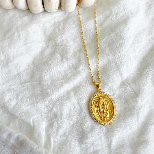Mary Pave Crystal Charm Necklace - BelleStyle