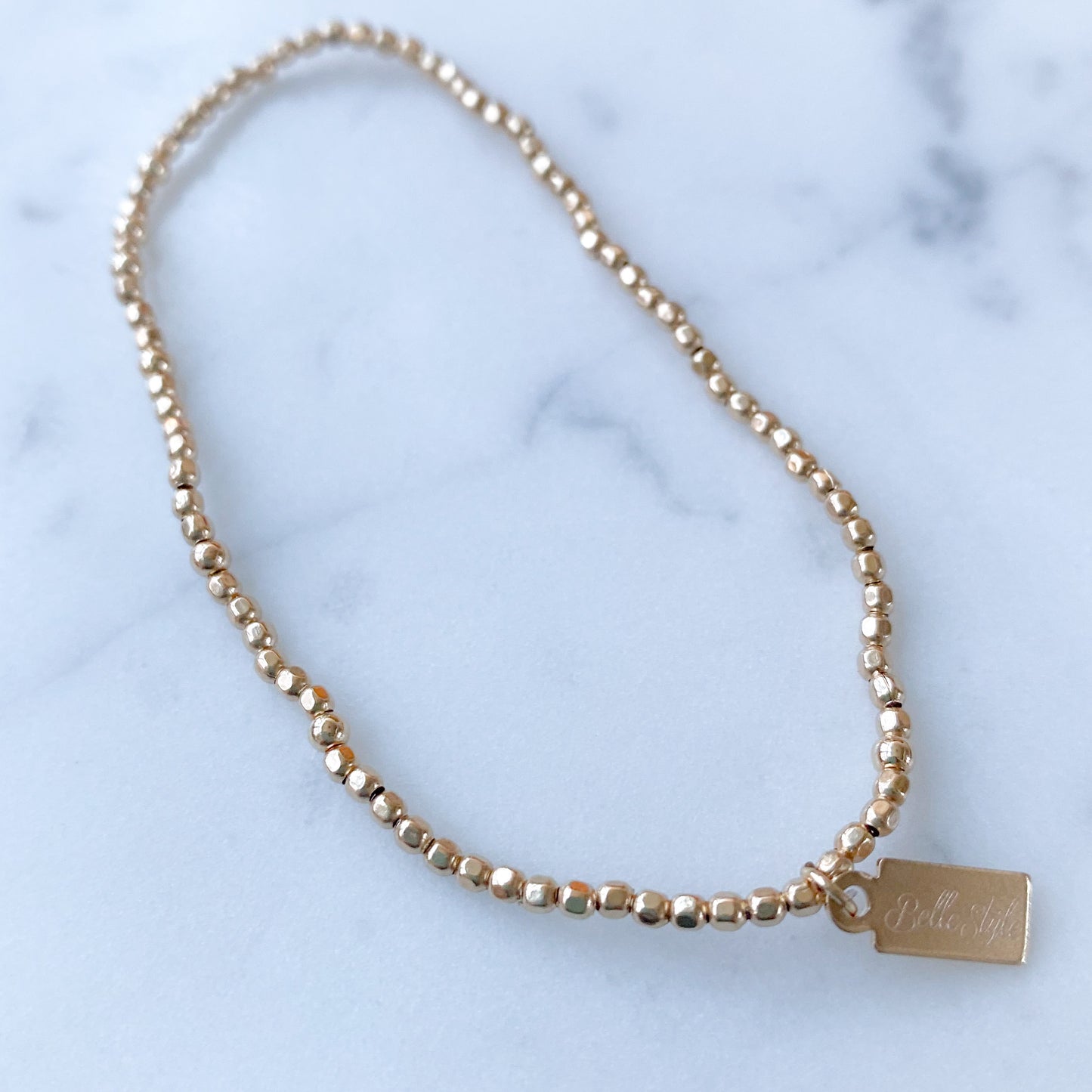 Gold 14K Beaded Bracelet - Bellestyle Mini faceted