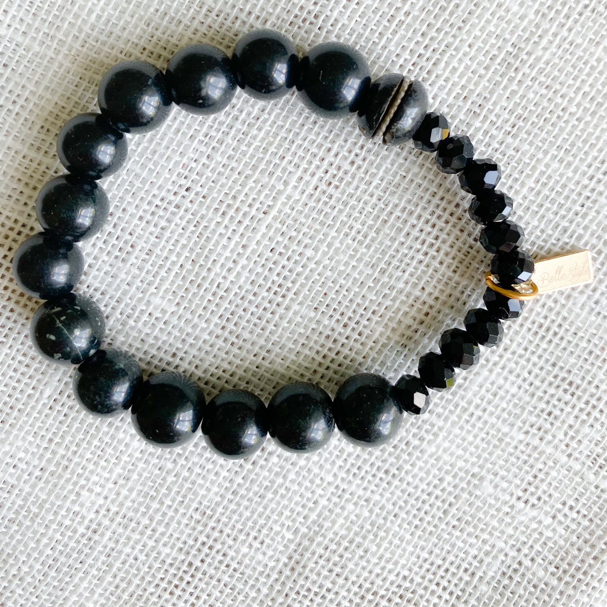 Black Jade Prayer Bead Bracelet - Bellestyle