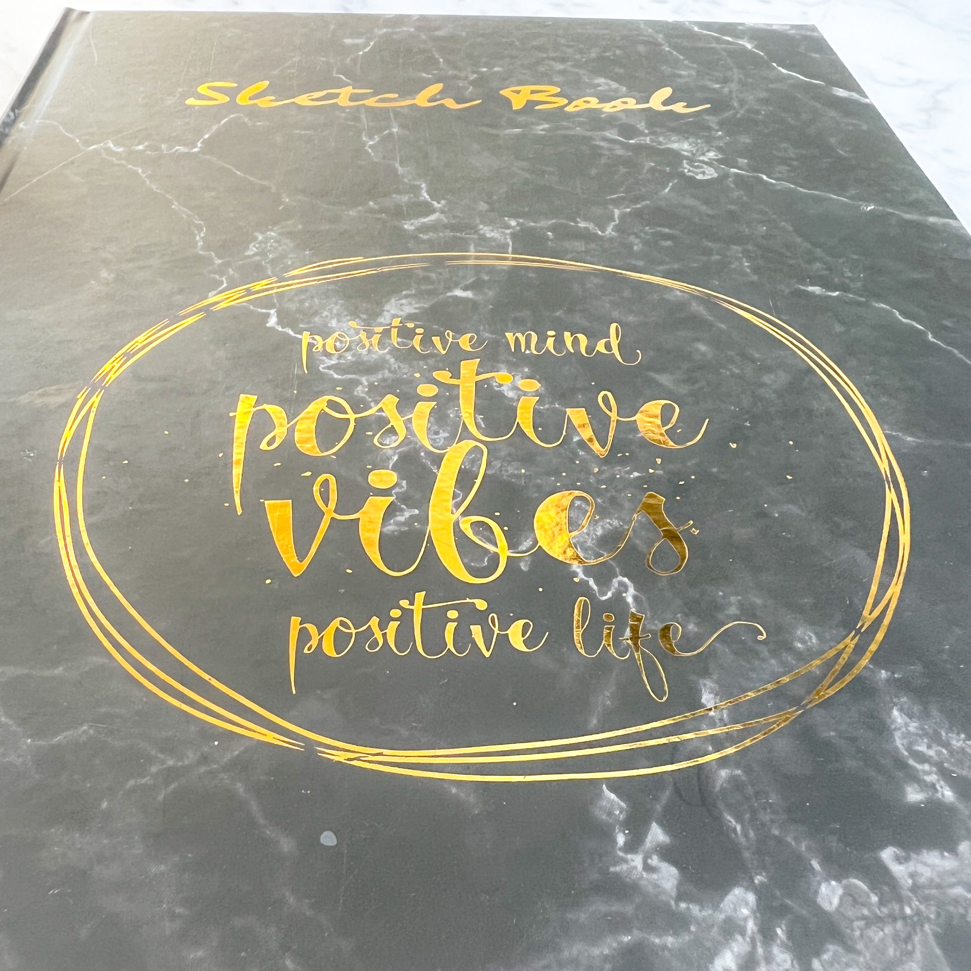 Black Marble Positive Vibes Sketchbook - BelleStyle