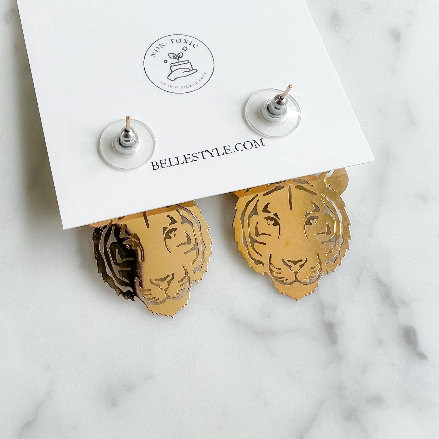 Tiger Post Earrings - BelleStyle