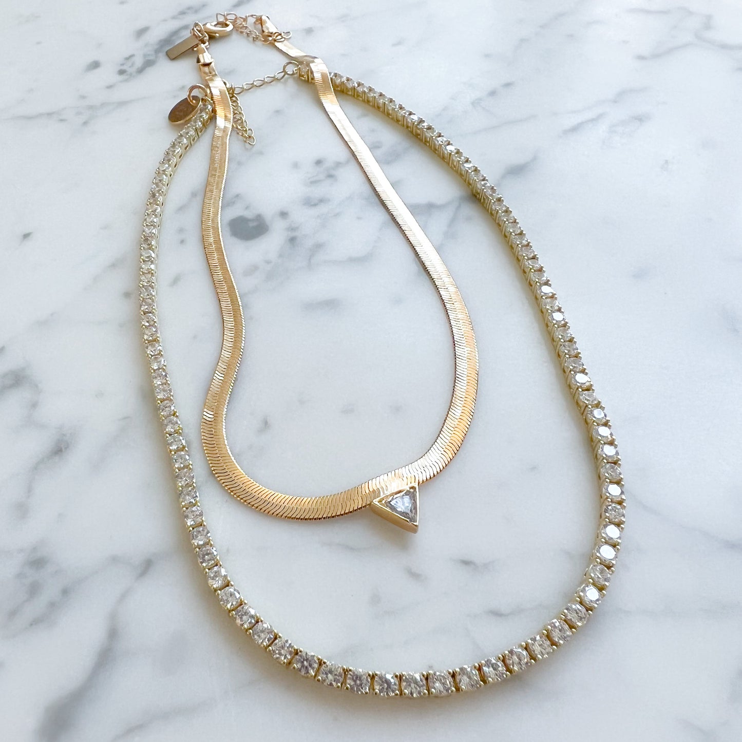 Becca Diamond Style Cubic Zirconia Gold Tennis Necklace - BelleStyle