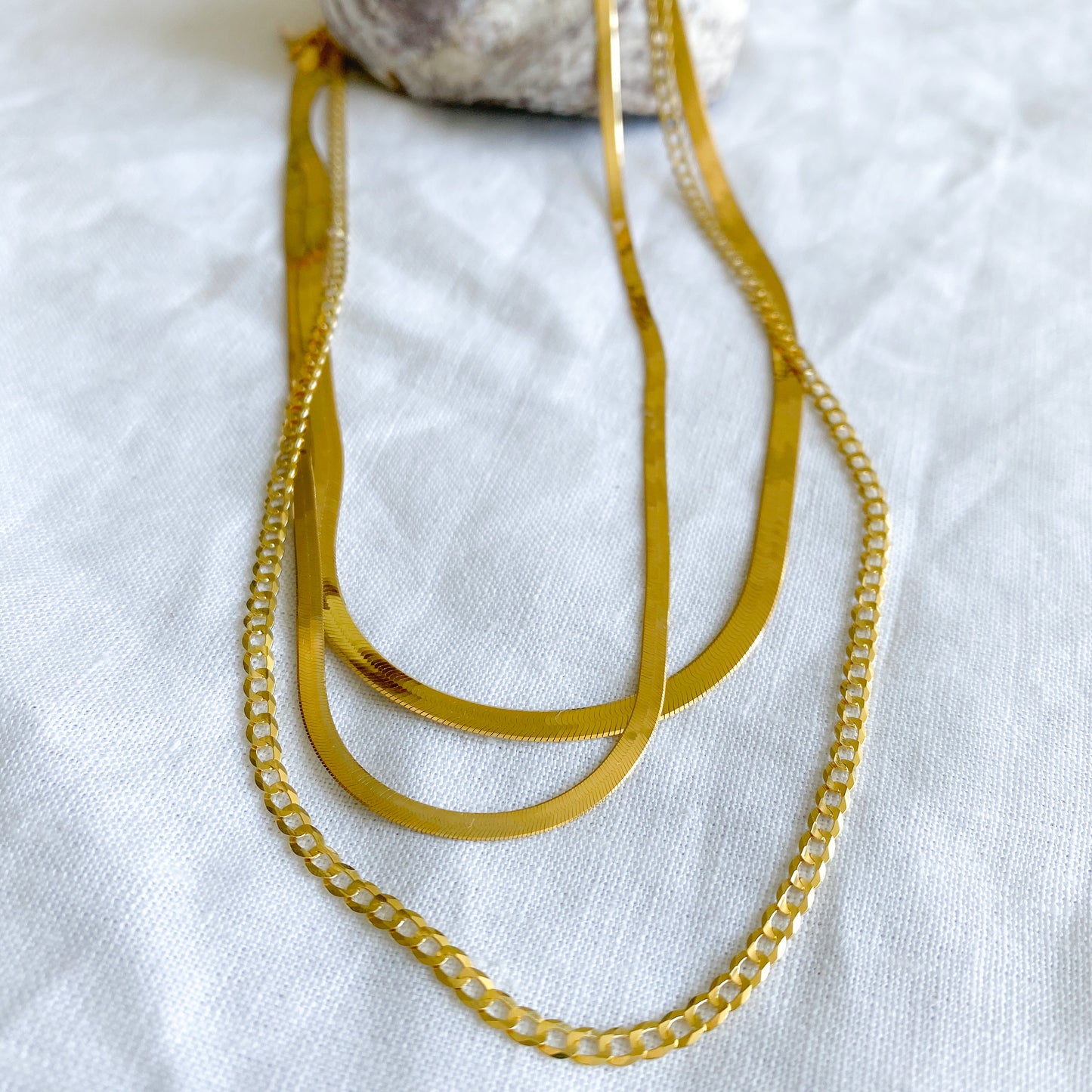 Baldwyn Gold 14KT Herringbone Chain Necklace - BelleStyle 18 inch chain necklace unisex precious metal