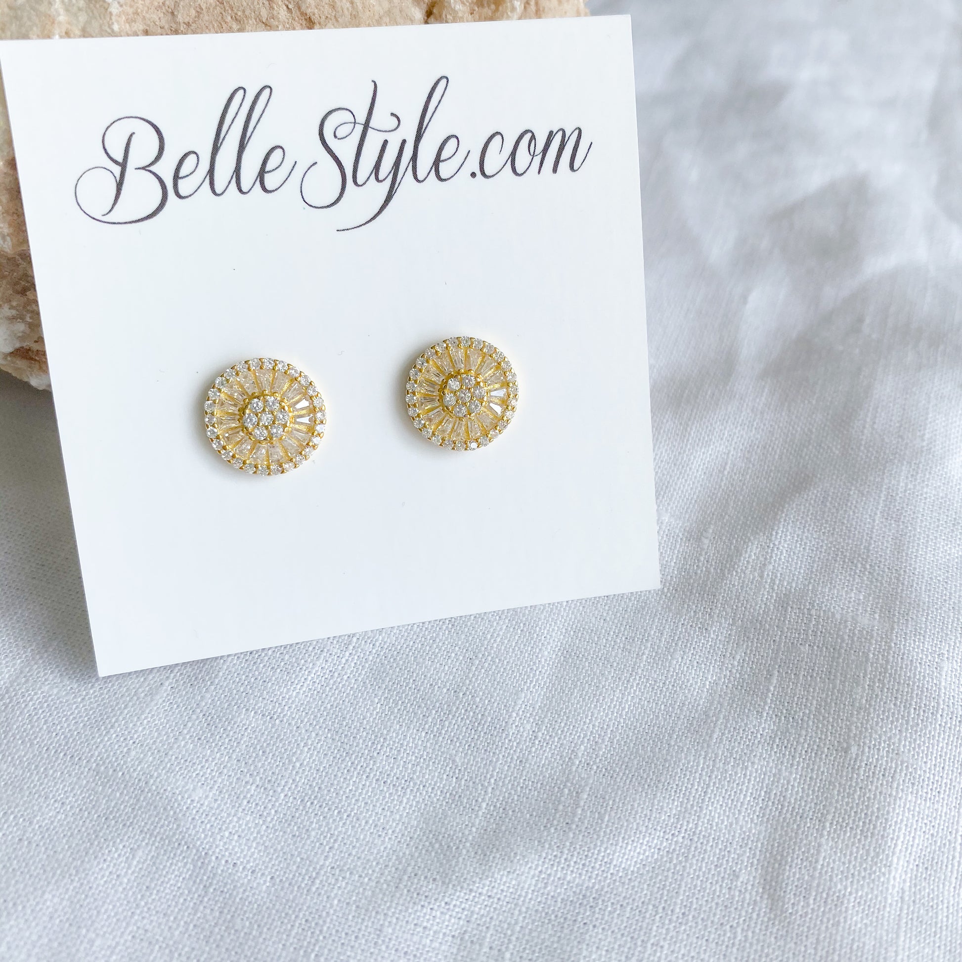 Baguette Circle Crystal Earrings - BelleStyle