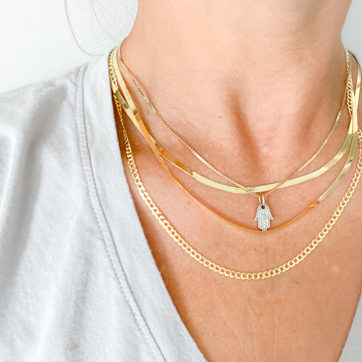 Baldwyn Gold 14KT Herringbone Chain Necklace - BelleStyle 18 inch chain necklace unisex precious metal