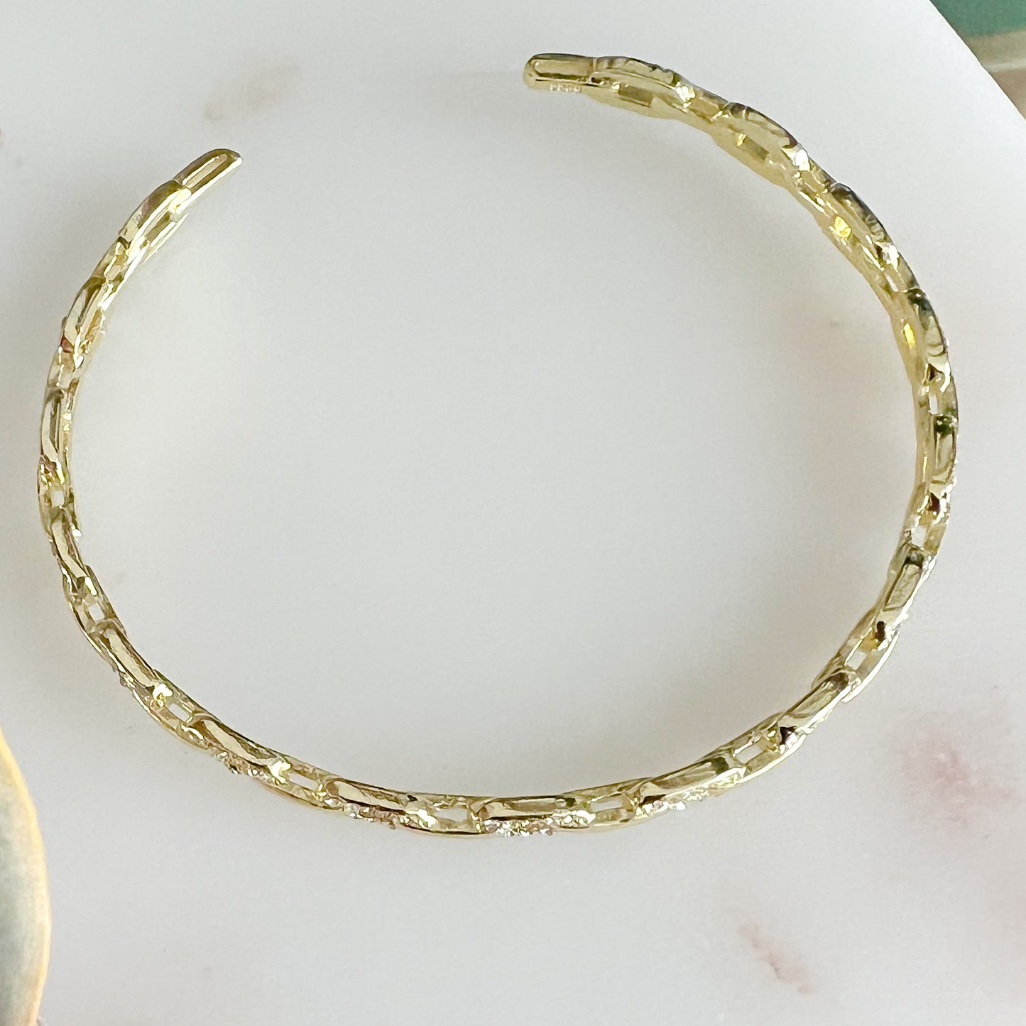 Jaime Crystal Pave Link 925 Cuff Bracelet - BelleStyle