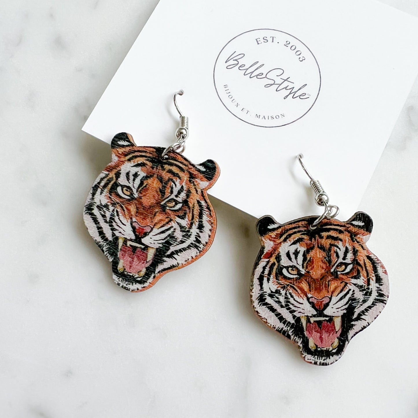 Tiger Wood Earrings - BelleStyle