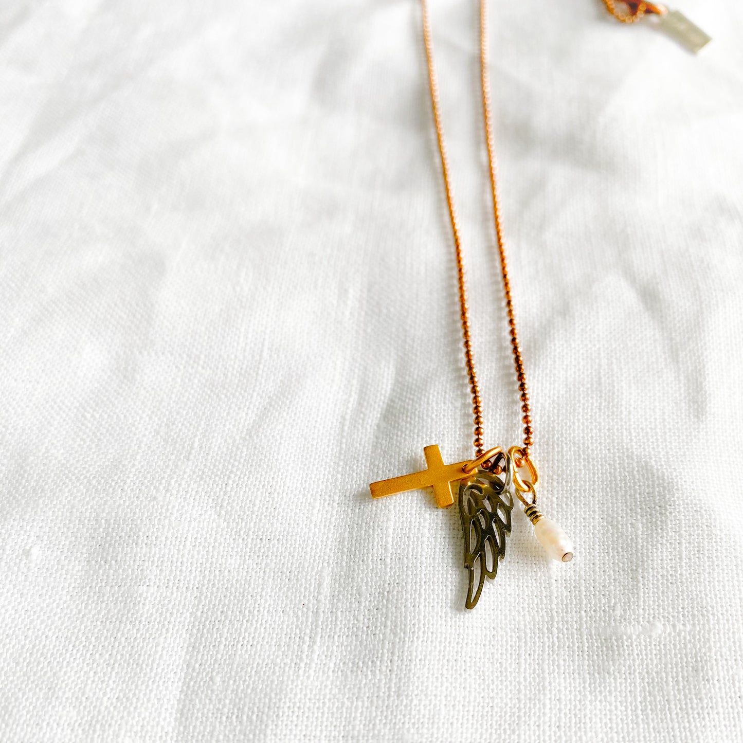 Wing Pearl Charm Necklace - BelleStyle