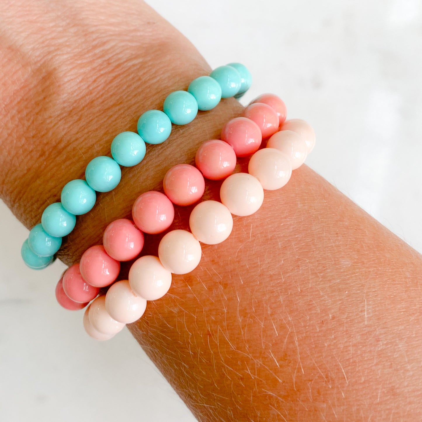Newport Mother of Pearl Bracelet Coral Turquoise Blush - Bellestyle