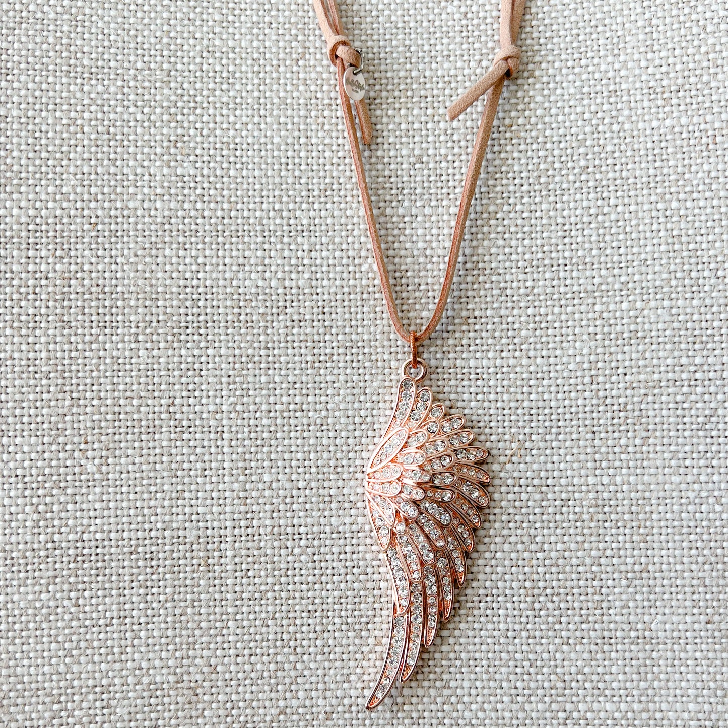 Rose Gold Angelwing Suede Necklace - BelleStyle