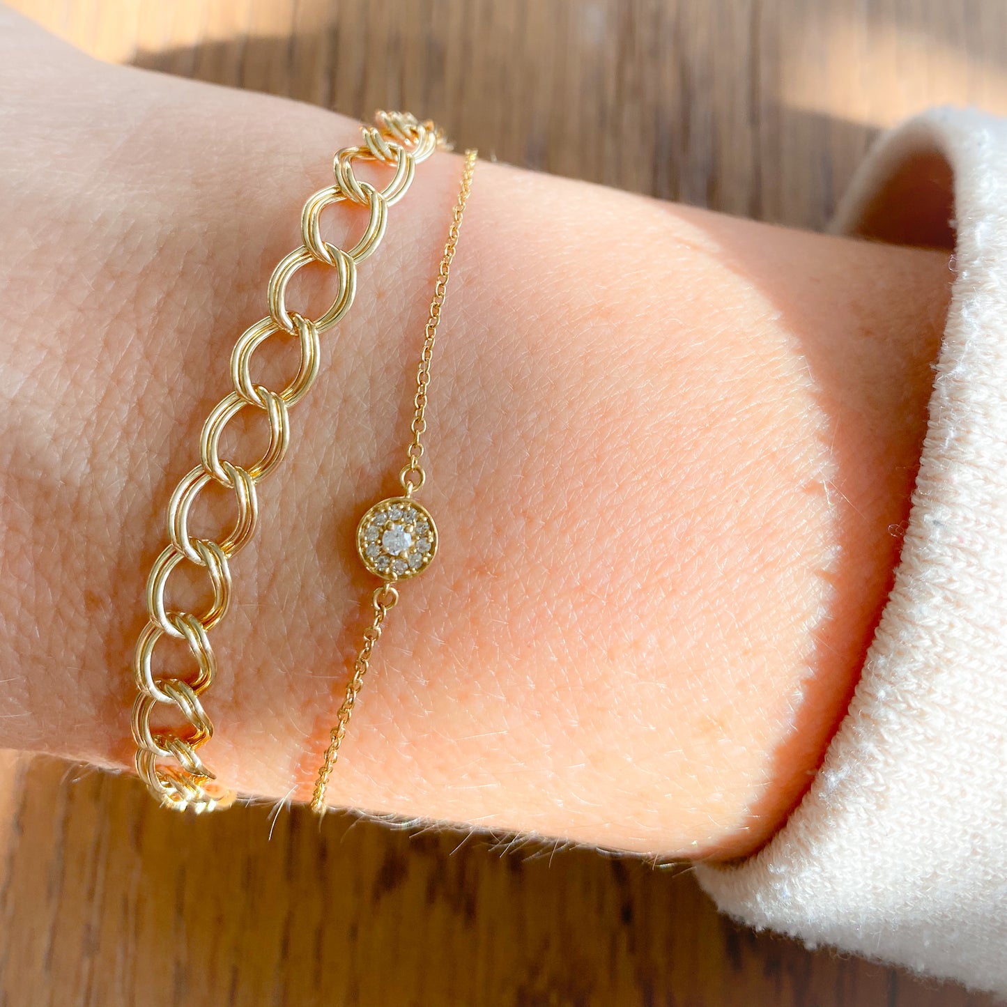Noah Gold Double Link Bracelet - Bellestyle - 14KTGF waterproof gold chain