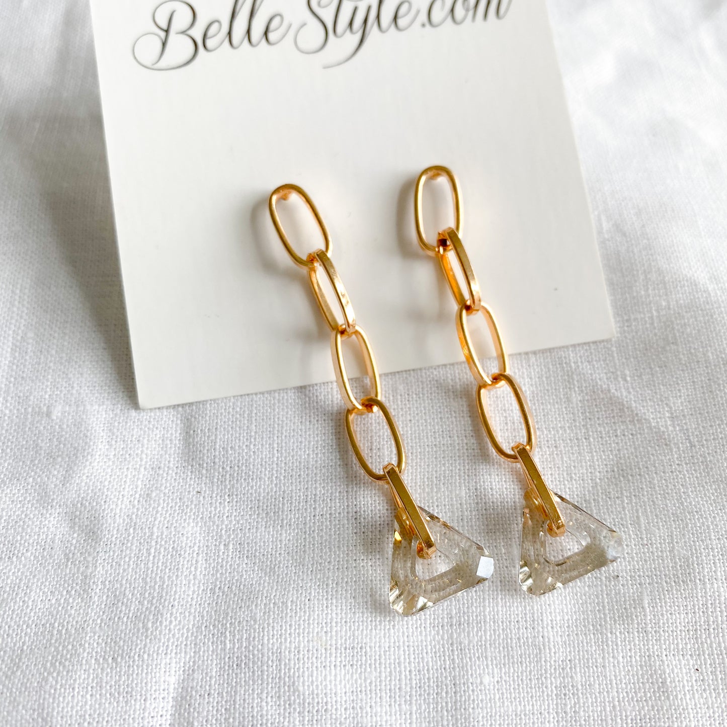 Swarovski Triangle Link Earrings - BelleStyle