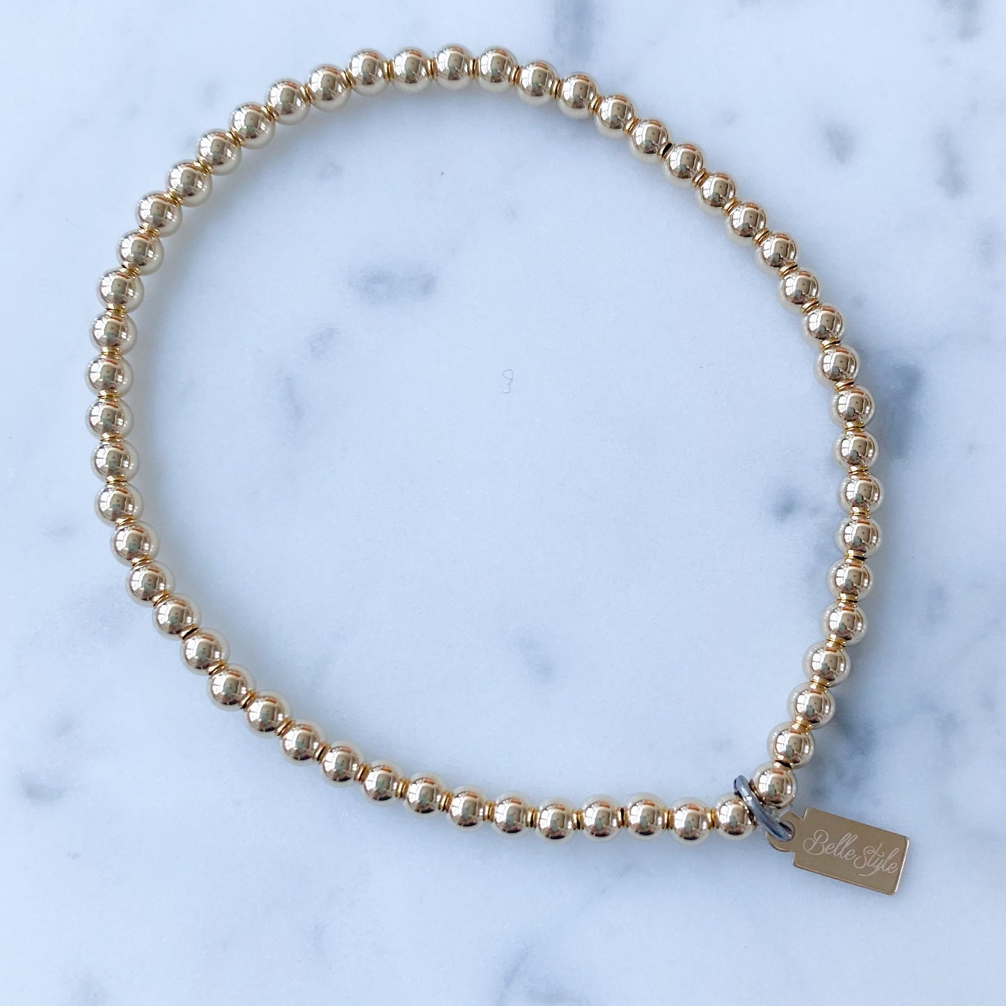 Gold 14K Beaded Bracelet - Bellestyle Small
