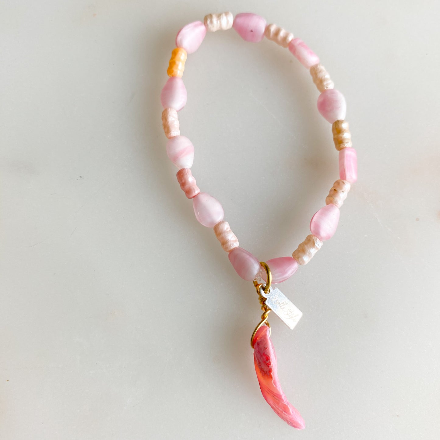 Morgan Sustainable Shell Bracelet - BelleStyle - crystal quartz rose quartz freshwater pearl handmade pink girls vintage mother of pearl shells