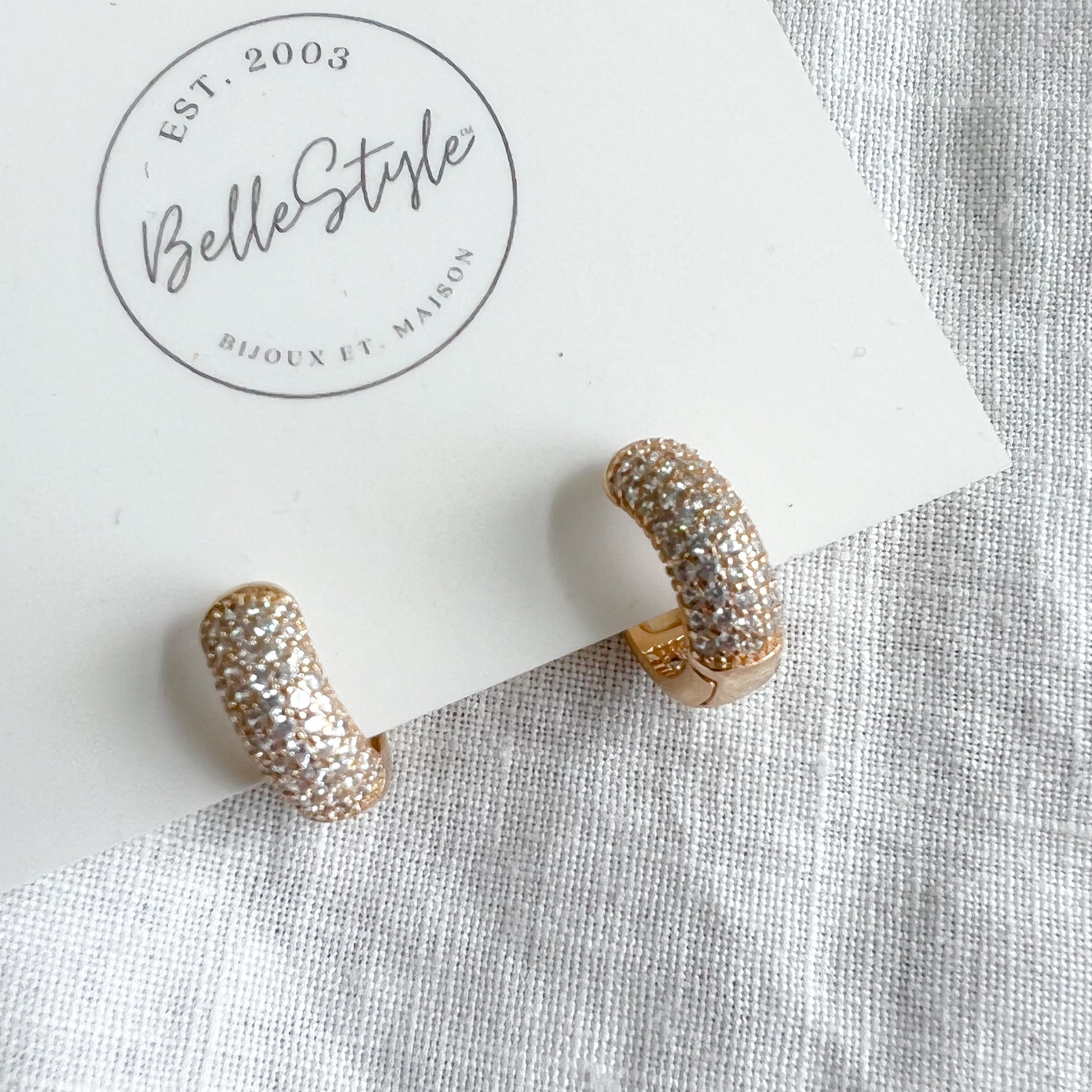 Small Pave Crystal Hoops - BelleStyle
