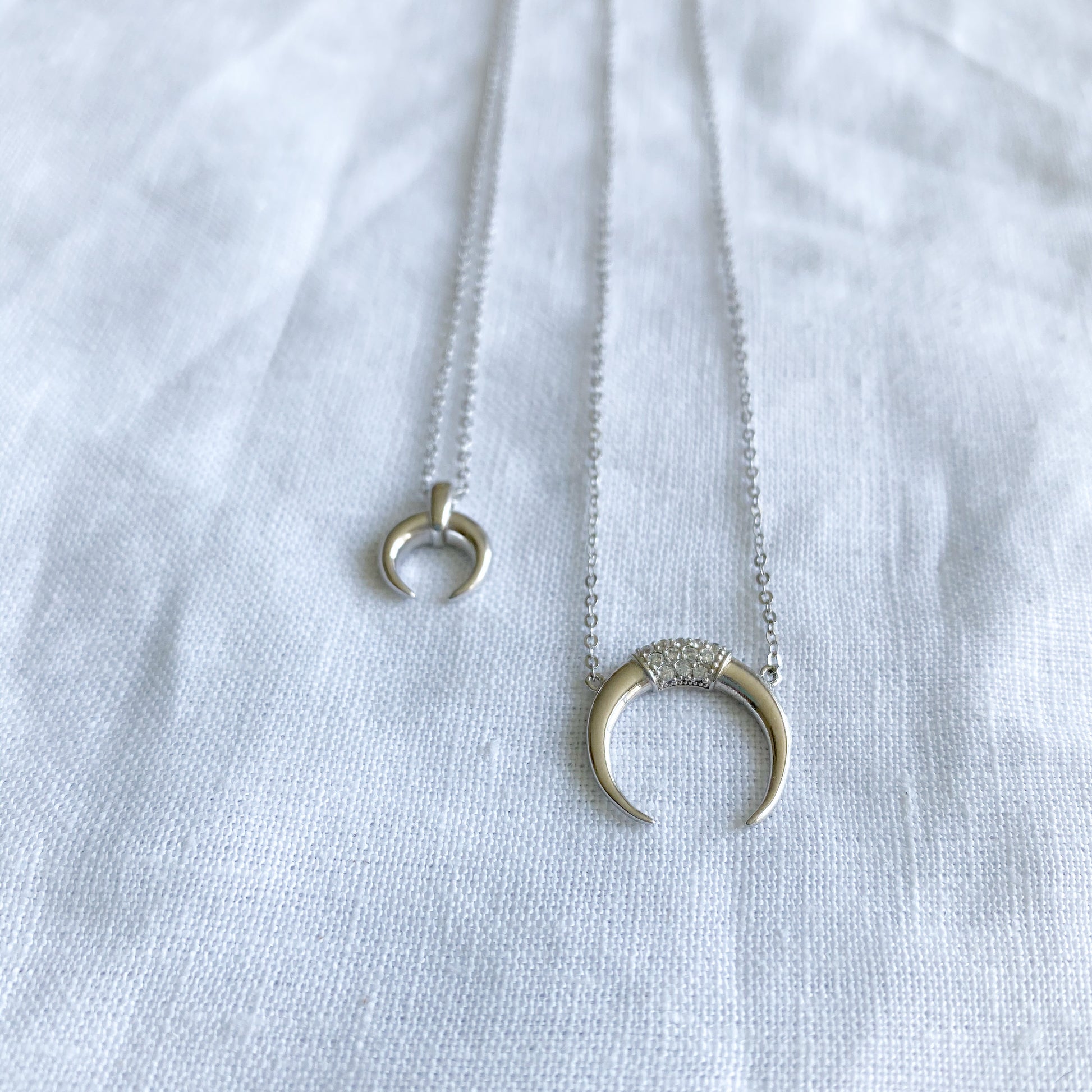 Crescent Moon Horn Silver Necklace - BelleStyle