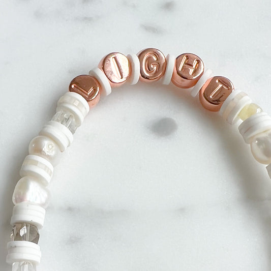 LIGHT Rose Gold Friendship Bracelet White - BelleStyle