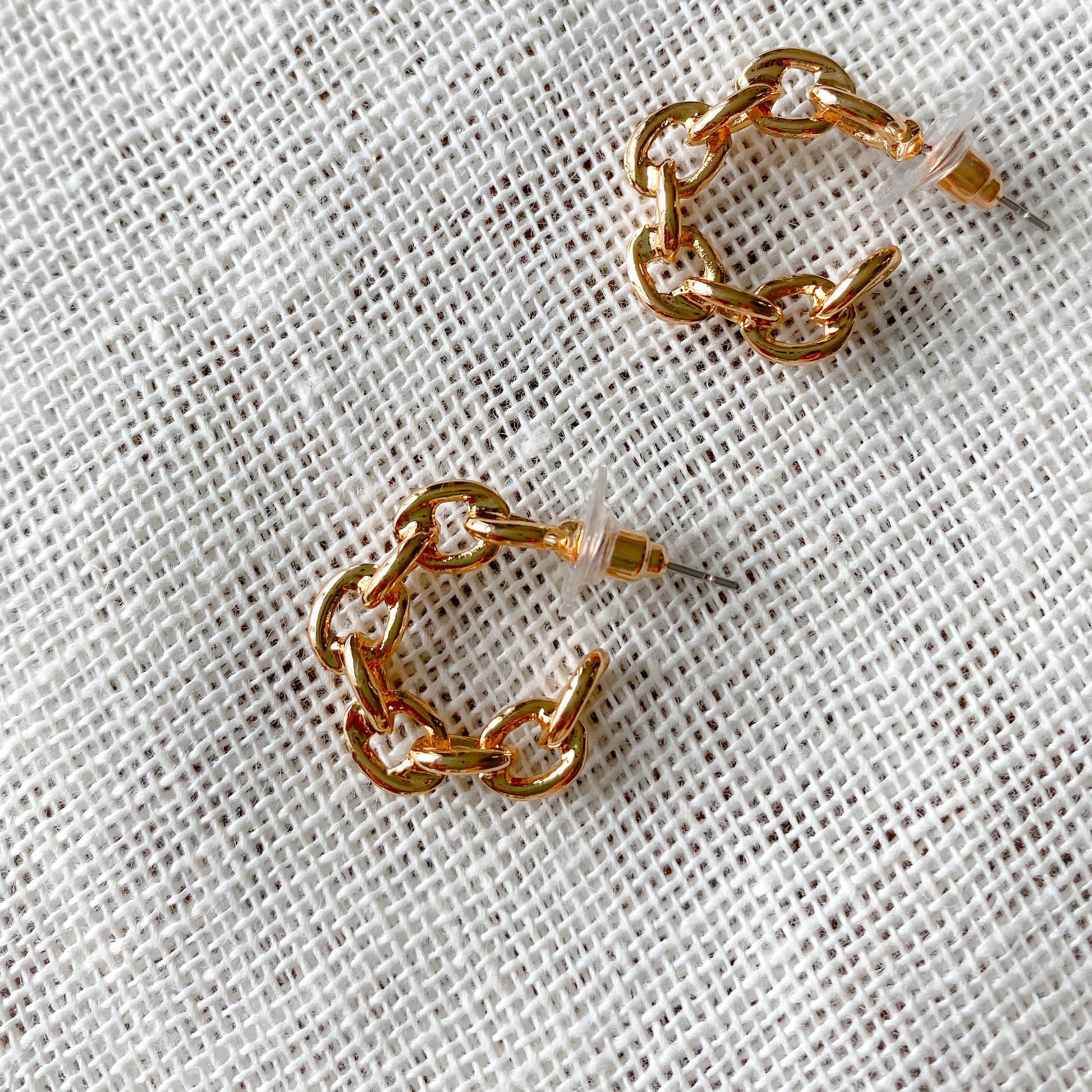 Small Link Chain Hoop Earrings - Bellestyle