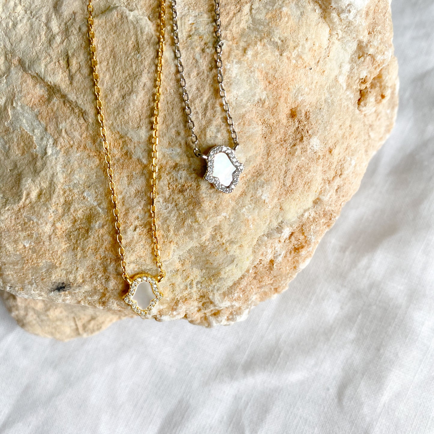 Mother of Pearl Hamsa Necklace - BelleStyle