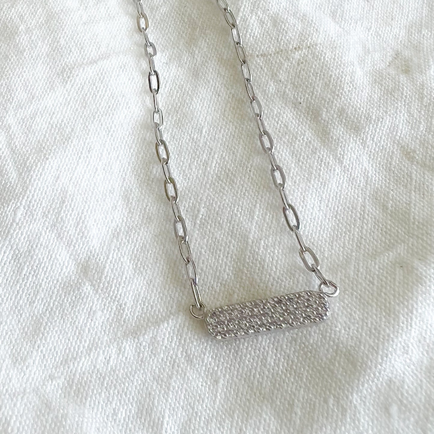 Rectangle Puff Pave Crystal Necklace - BelleStyle