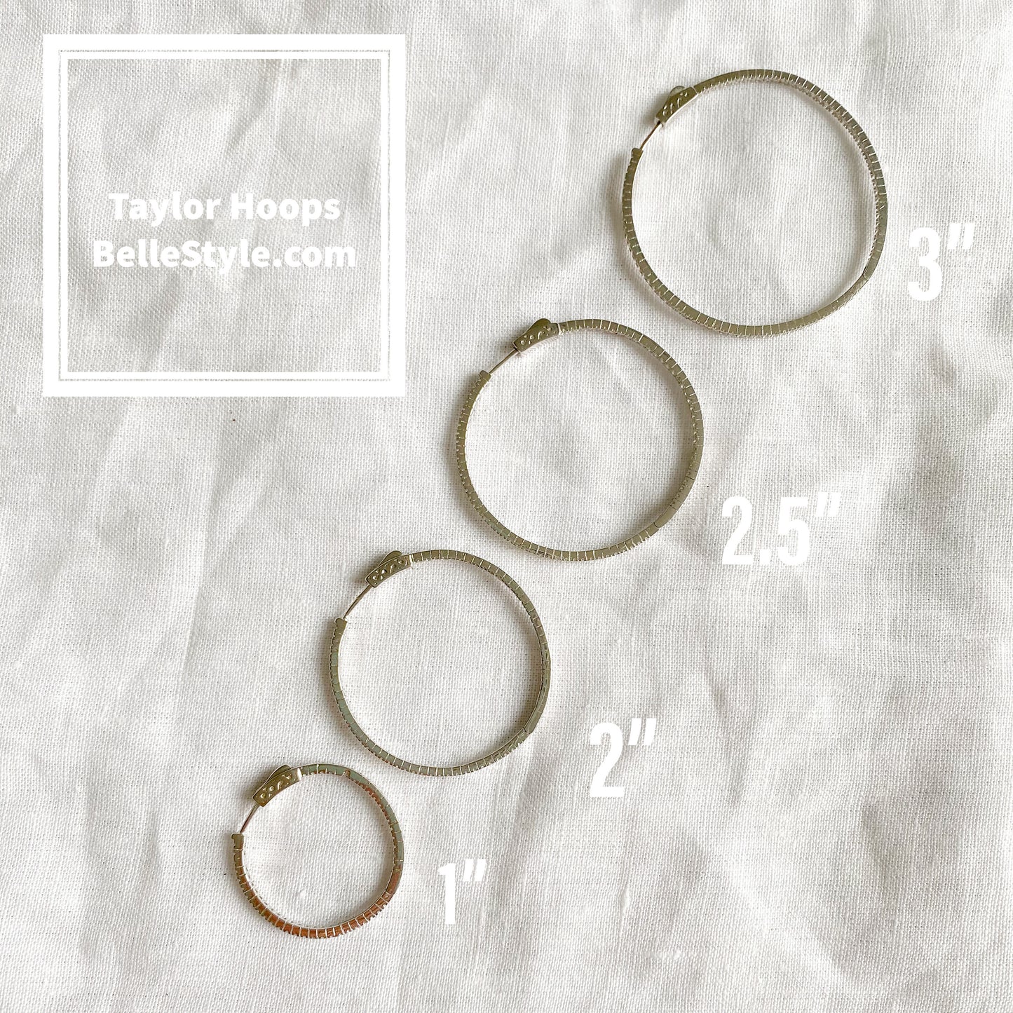 Taylor Silver Crystal Hoop Earrings - BelleStyle