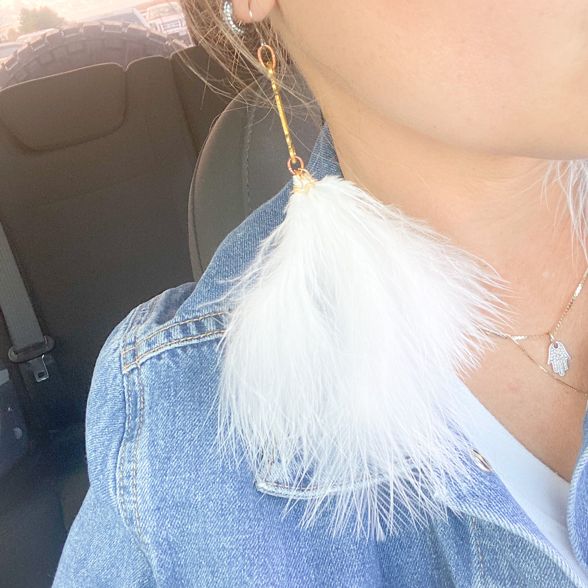 Bellestyle Doheny Earrings white feather marabou earrings