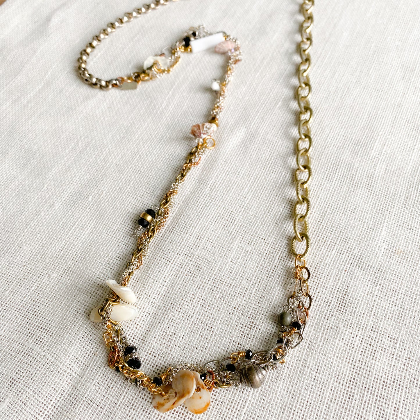 Mother of Pearl Braided Chain Necklace - BelleStyle