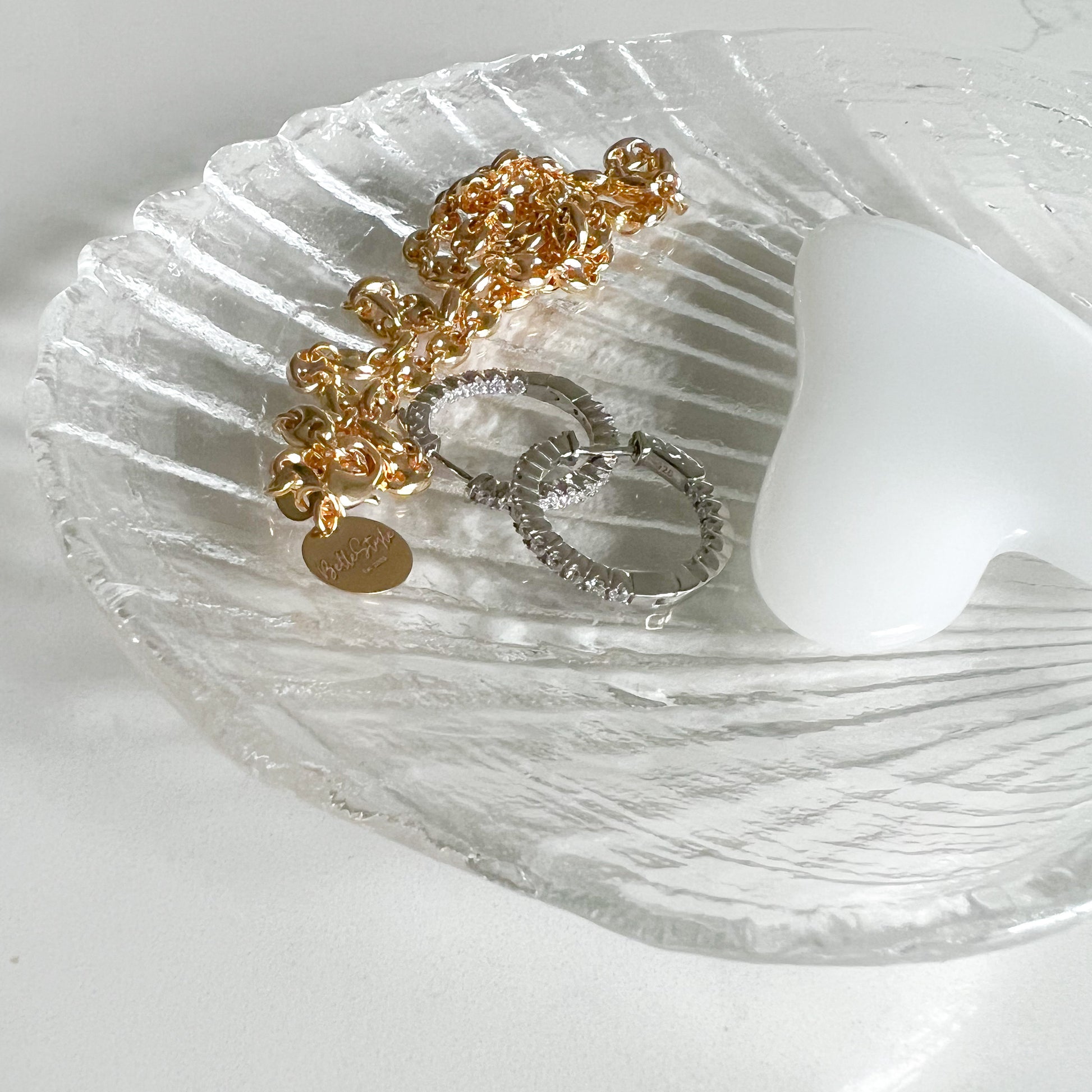 Shell Crystal Glass Jewelry Sponge Dish - BelleStyle