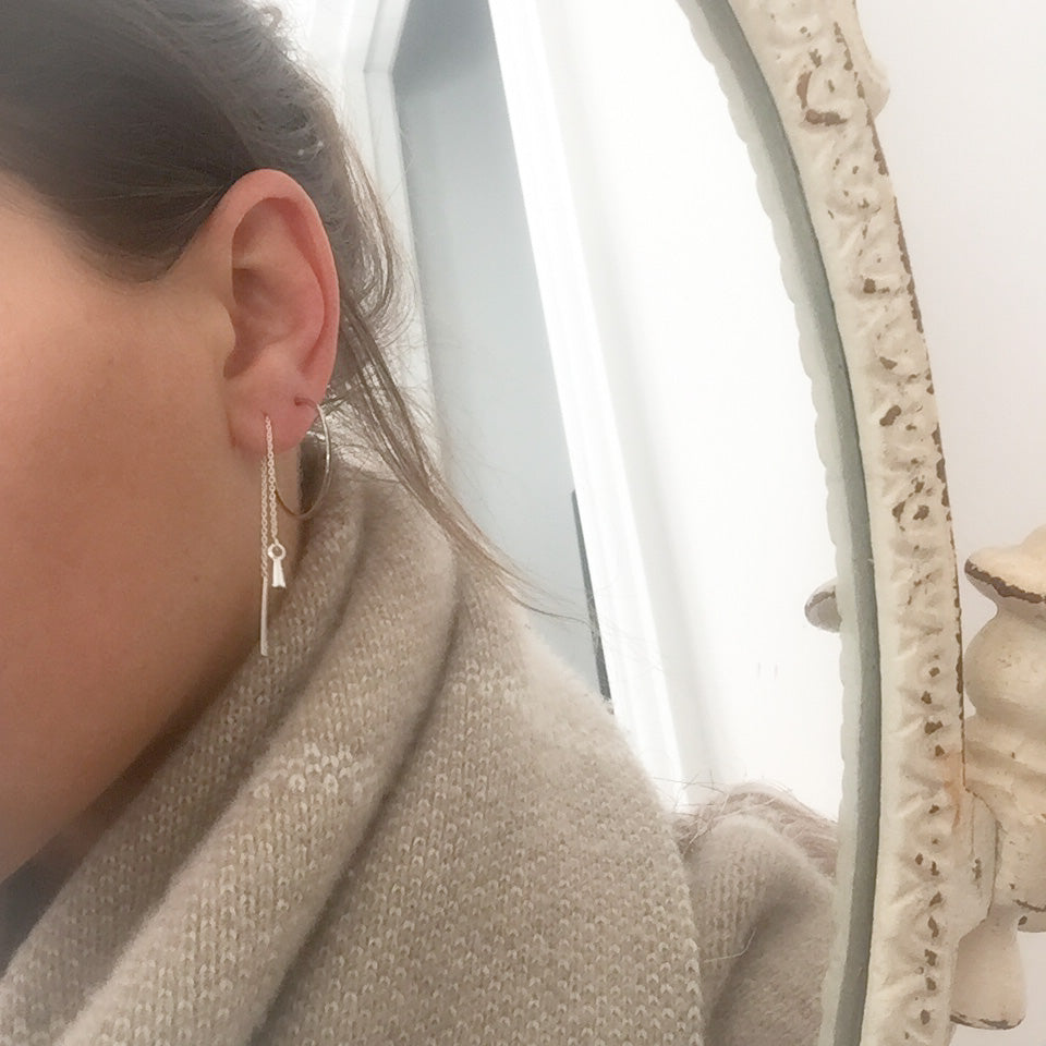 Silver Spike Threader Earrings - BelleStyle